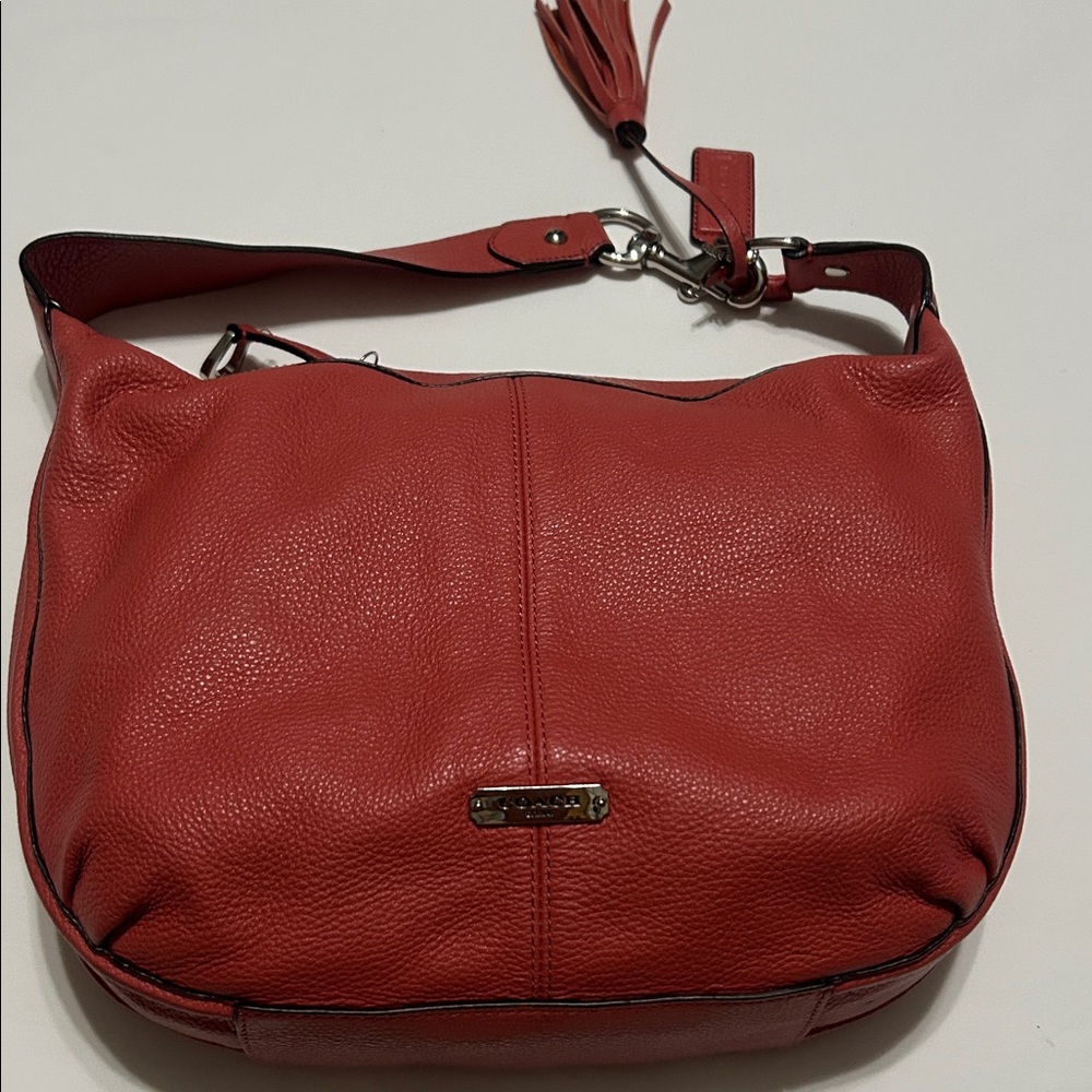 Coach Peach Leather Hobo Shoulder Bag